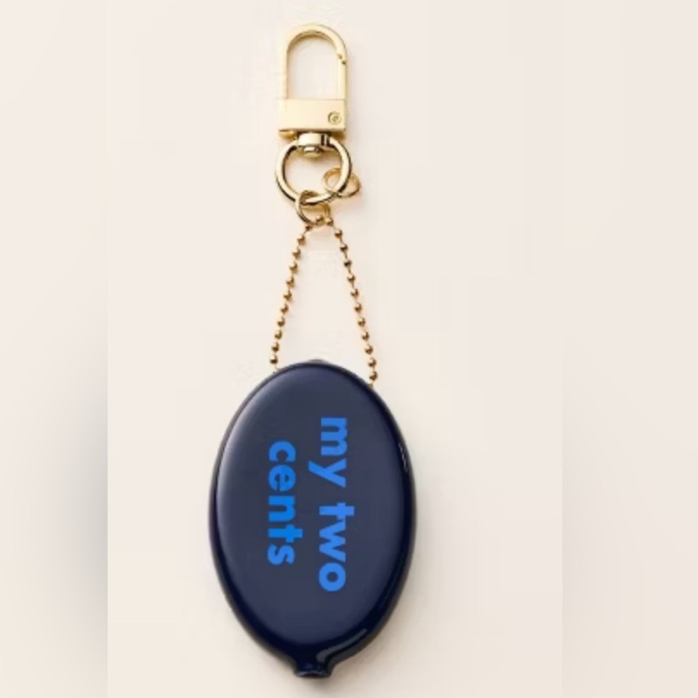 Kate Spade x Target My Two Cents Navy Blue Coin Pouch with Chain Bag Charm